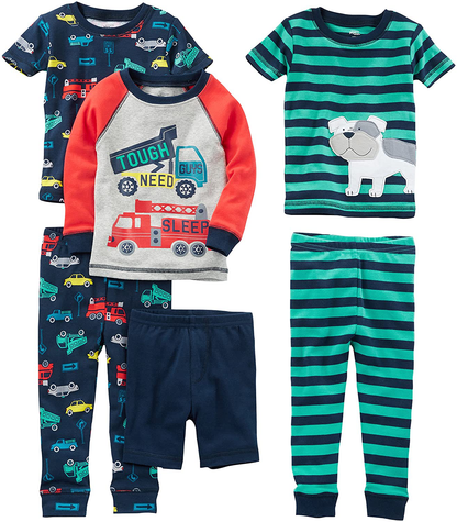 Simple Joys by Carter'S Babies, Toddlers and Boys' 6-Piece Snug Fit Cotton Pajama Set Apparel & Accessories > Clothing > Sleepwear & Loungewear > Pajamas Kylie Max   
