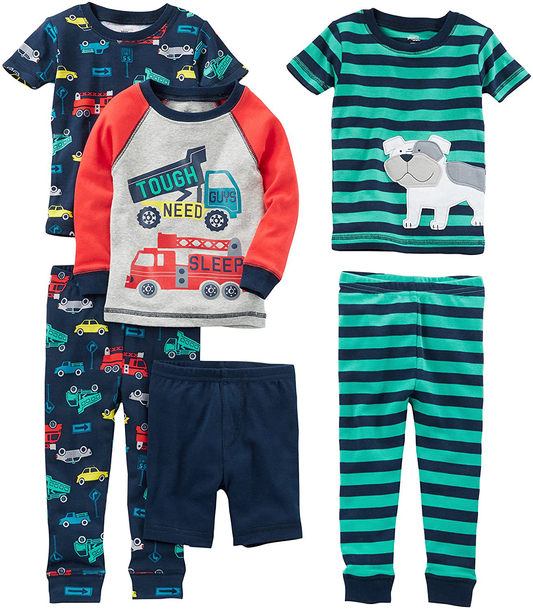 Simple Joys by Carter'S Babies, Toddlers and Boys' 6-Piece Snug Fit Cotton Pajama Set Apparel & Accessories > Clothing > Sleepwear & Loungewear > Pajamas Kylie Max   