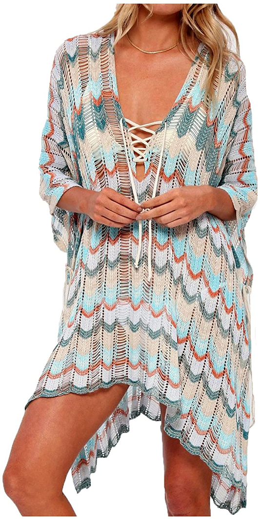Wander Agio Beach Swimsuit for Women Sleeve Coverups Bikini Cover up Net Apparel & Accessories > Clothing > Swimwear Kylie Max   