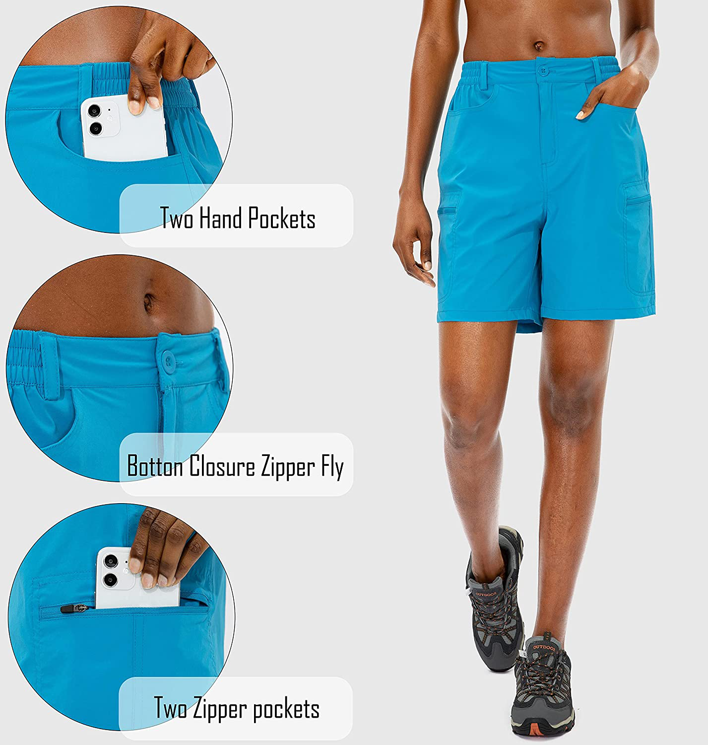 Viodia Women'S Hiking Cargo Shorts Quick Dry Stretch Lightweight Camping Shorts for Women with Zipper Pockets Apparel & Accessories > Clothing > Shorts Kylie Max   