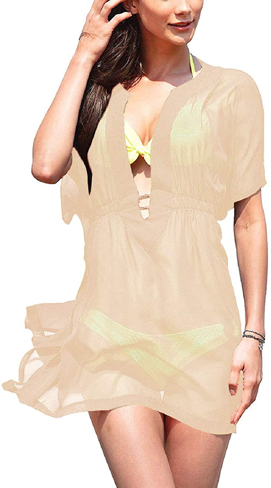 Wander Agio Beach Bikini Covers Sexy Perspective V-Neck Dresses Cover Up Apparel & Accessories > Clothing > Swimwear Kylie Max   