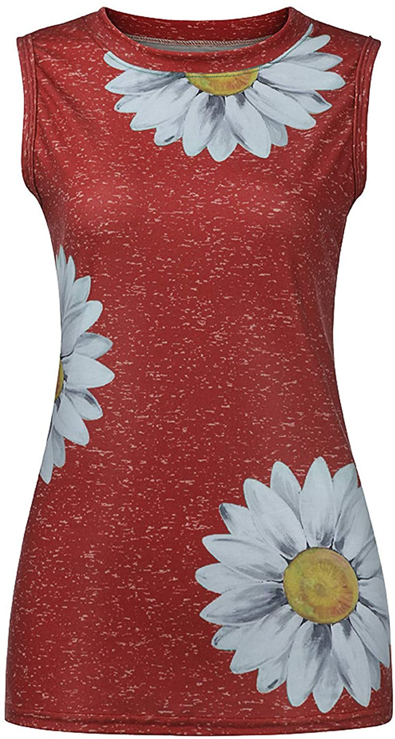 FABIURT Womens Tank Tops, Women Cute Sunflower Printed Vest Tshirt Sleeveless Workout Tunic Loose Casual Summer Tank Top Apparel & Accessories > Clothing > Activewear Kylie Max   