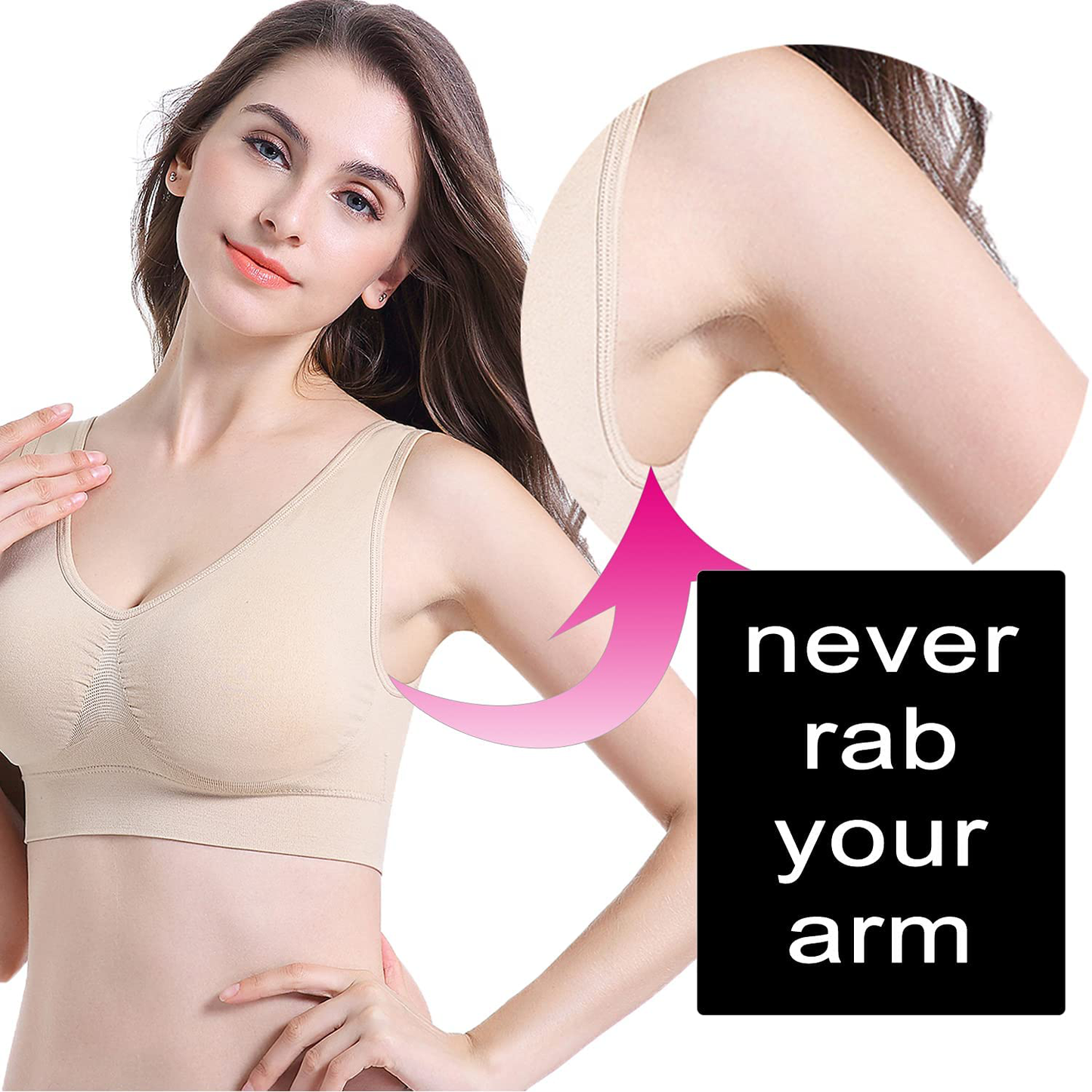 PRETTYWELL Sleep Bras for Women, Comfort Seamless Wireless Stretchy Sports Bra,3 Pack Yoga Bras, with Removable Pads Apparel & Accessories > Clothing > Underwear & Socks > Bras Kylie Max   