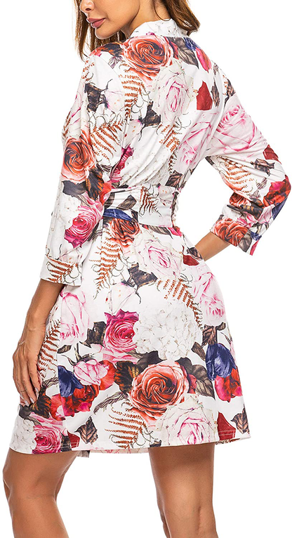 Hotouch Womens Robe Lightweight Kimono Robes Short Knit Bathrobe Soft Sleepwear Ladies Loungewear S-XXL Apparel & Accessories > Clothing > Sleepwear & Loungewear > Robes Hotouch   