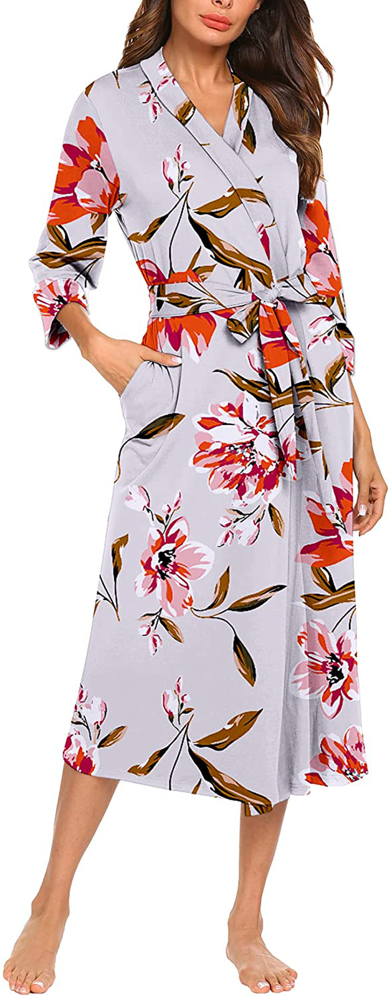 MAXMODA Women Kimono Robes Long Knit Bathrobe Soft Robe Casual Ladies Loungewear S-3XL Apparel & Accessories > Clothing > Sleepwear & Loungewear > Robes MAXMODA   