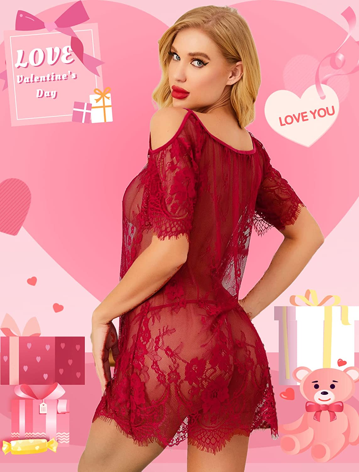 Avidlove Women Chemises Lace Smock Lingerie Mini Babydoll Lingerie Sleepwear S-4XL Apparel & Accessories > Clothing > Underwear & Socks > Lingerie Avidlove   