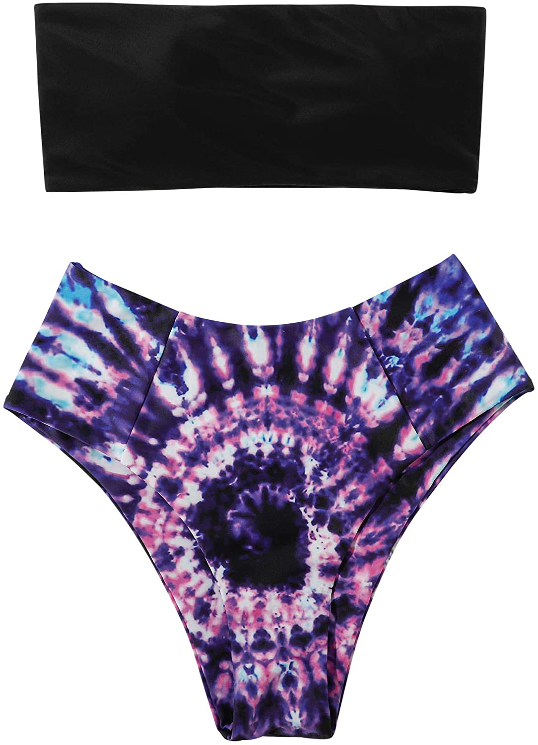 OMKAGI Women's 2 Pieces Bandeau Bikini Swimsuits Off Shoulder High Waist Bathing Suit High Cut Apparel & Accessories > Clothing > Swimwear OMKAGI 88-black Small 
