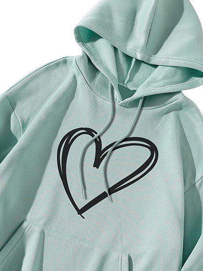 Sweatyrocks Women'S Casual Heart Print Long Sleeve Pullover Hoodie Sweatshirt Tops Apparel & Accessories > Clothing > Activewear Kylie Max   