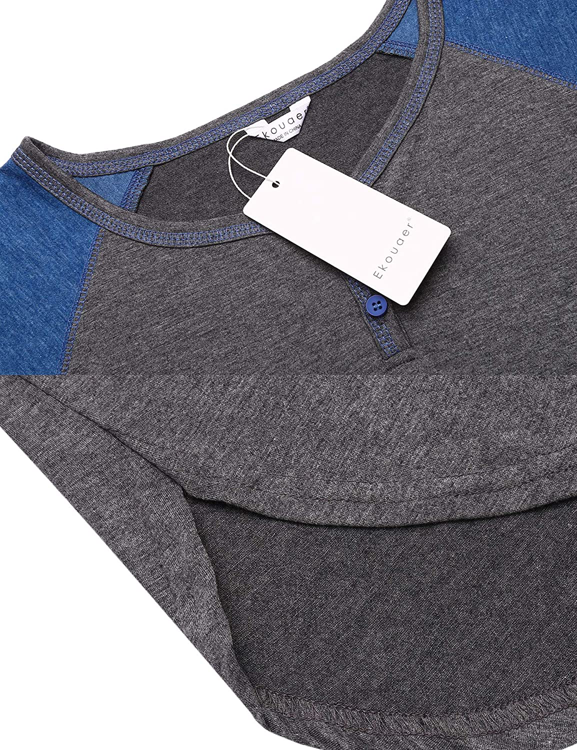 Ekouaer Sleepwear Men'S Nightshirt Short Sleeve Pajamas Comfy Big & Tall Henley Sleep Shirt M-XXXL Apparel & Accessories > Clothing > Sleepwear & Loungewear > Nightgowns Kylie Max   