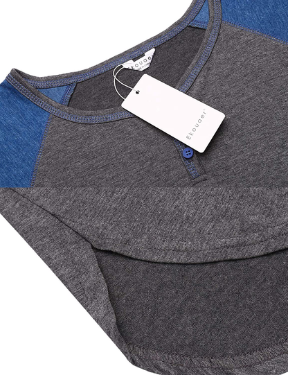 Ekouaer Sleepwear Men'S Nightshirt Short Sleeve Pajamas Comfy Big & Tall Henley Sleep Shirt M-XXXL Apparel & Accessories > Clothing > Sleepwear & Loungewear > Nightgowns Kylie Max   