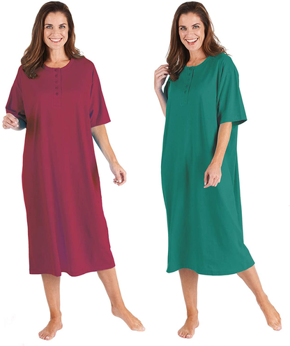 Catalog Classics Womens Long Henley Nightshirts - Set of 4 Sleep Shirts Apparel & Accessories > Clothing > Sleepwear & Loungewear > Nightgowns Kylie Max   