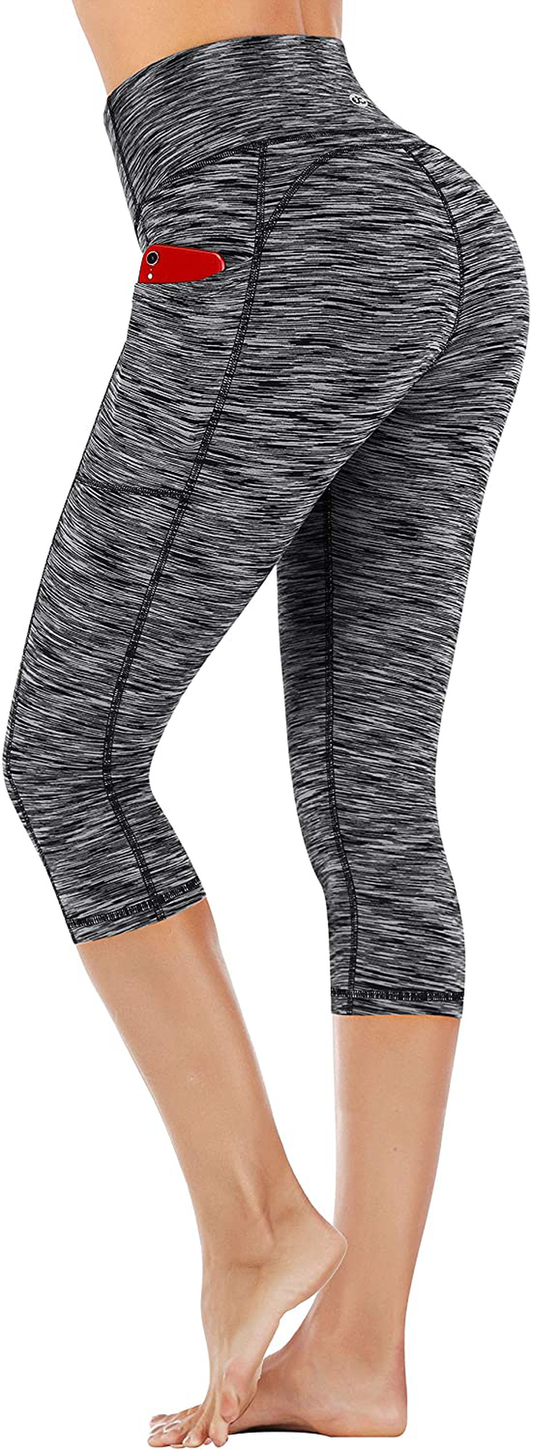 Ewedoos Women's Yoga Pants with Pockets - Leggings with Pockets, High Waist Tummy Control Non See-Through Workout Pants Apparel & Accessories > Clothing > Activewear Ewedoos Capris Mattblack Large 