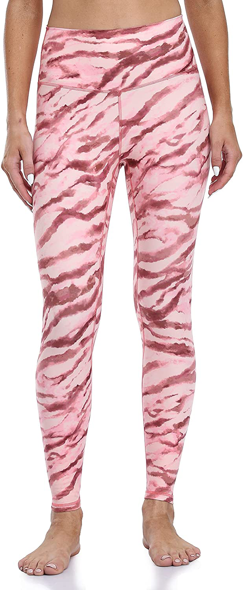 Colorfulkoala Women's High Waisted Pattern Leggings Full-length Yoga Pants Apparel & Accessories > Clothing > Activewear Colorfulkoala Pinkish Zebra Strips Large 