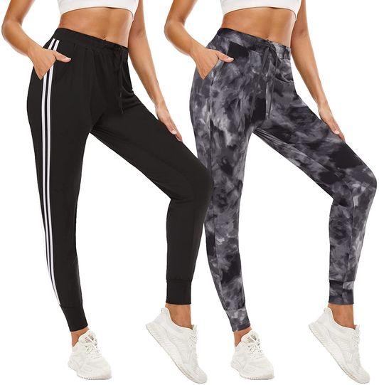QGGQDD 2 Pack Joggers for Women - Sweatpants with Pockets Yoga Lounge Black Workout Pants Apparel & Accessories > Clothing > Activewear Kylie Max   