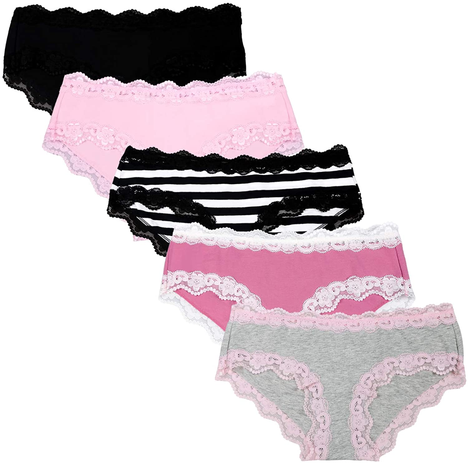 OHLLAVIVY Cotton Underwear Women'S Panties Soft Lace Hipster Briefs Multi-Pack Apparel & Accessories > Clothing > Underwear & Socks > Underwear OHLLAVIVY   