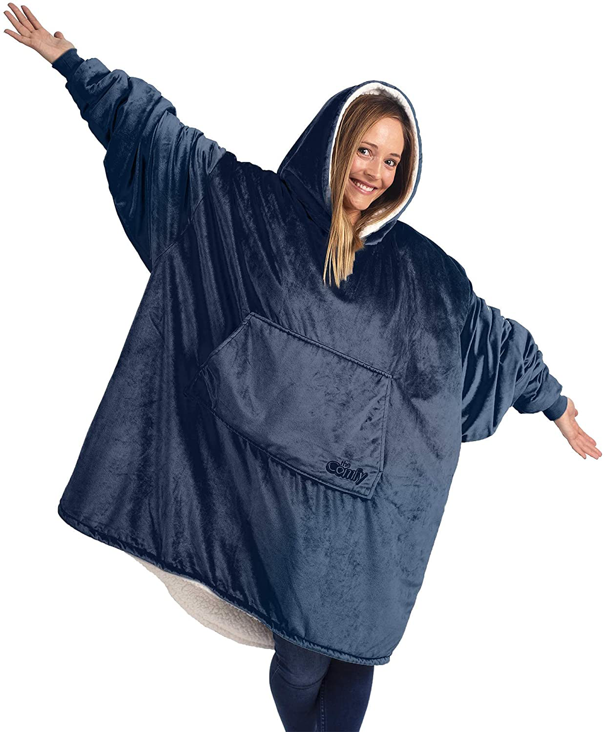 THE COMFY Original| Oversized Microfiber & Sherpa Wearable Blanket, Seen On Shark Tank, One Size Fits All Arts & Entertainment > Party & Celebration > Gift Giving The Comfy Blue Adult 