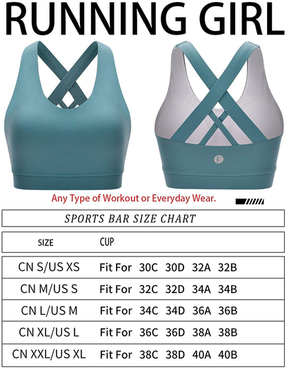 RUNNING GIRL Sports Bra for Women, Criss-Cross Back Padded Strappy Sports Bras Medium Support Yoga Bra with Removable Cups Apparel & Accessories > Clothing > Underwear & Socks > Bras Kylie Max   