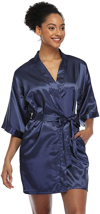 Short Silky Robe for Women Bridal Lightweight Sleepwear Satin Kimono Bathrobe Apparel & Accessories > Clothing > Sleepwear & Loungewear > Robes Ferrendo   