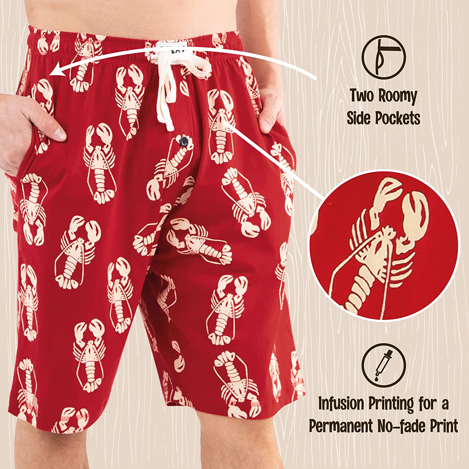 Lazy One Pajama Shorts for Men, Men'S Separate Bottoms, Cotton Loungewear Apparel & Accessories > Clothing > Sleepwear & Loungewear > Pajamas Kylie Max   