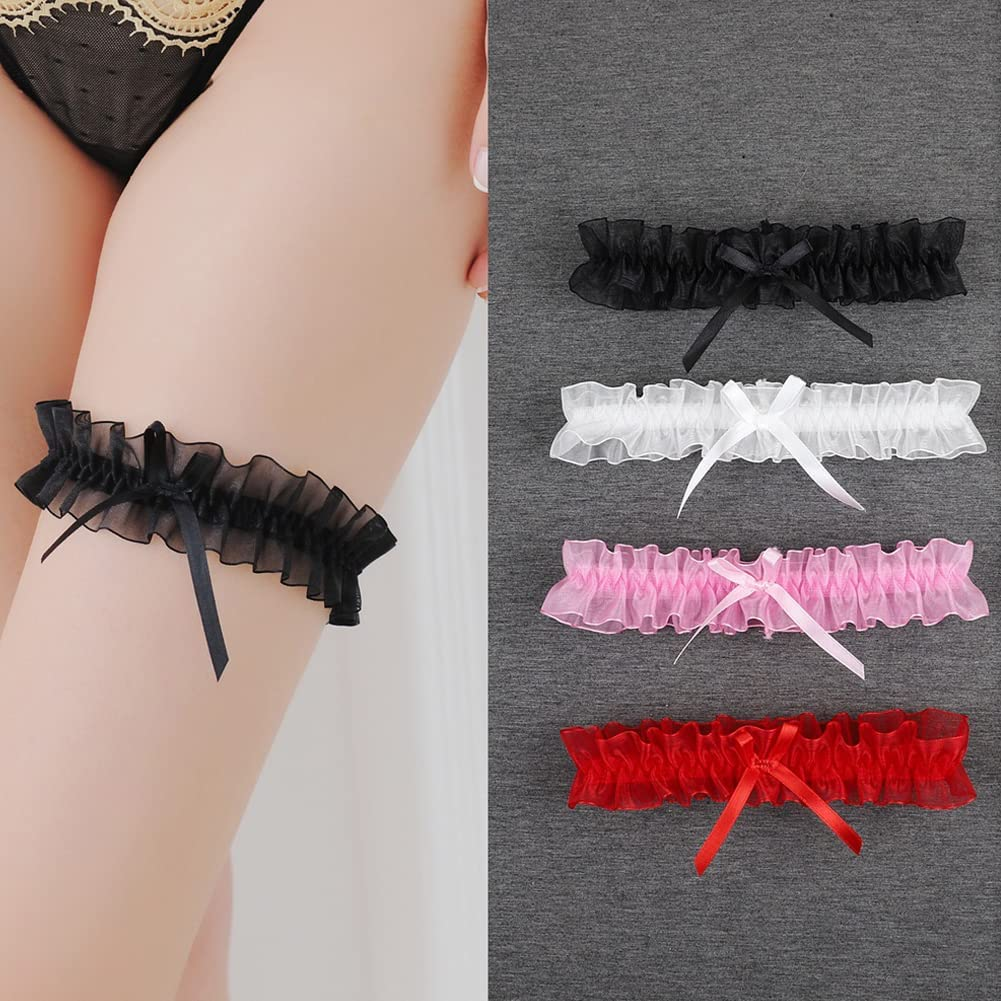 Lace Wedding Garter Bridal Ribbon Bowknot Garter Lace Belt Leg Neck Ring Set for Women Girls Favor Apparel & Accessories > Clothing > Underwear & Socks > Lingerie Lockban   