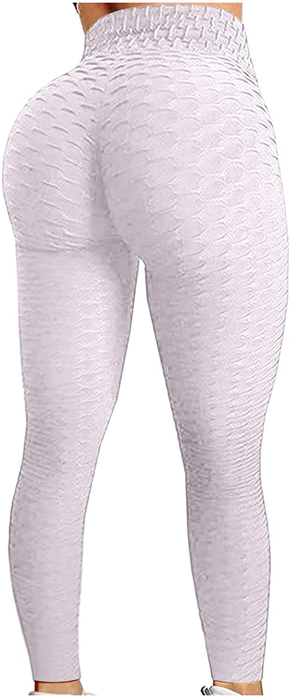 Burband Womens Anit Cellulite Texutred Booty Shaping Leggings Seamless Scrunch Butt Lifting Tummy Control Yoga Biker Pants Apparel & Accessories > Clothing > Underwear & Socks > Shapewear Burband White 3X-Large 
