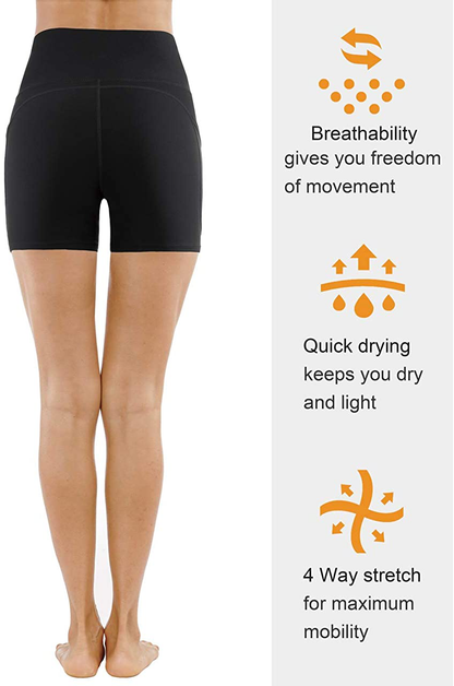 THE GYM PEOPLE High Waist Yoga Shorts for Women'S Tummy Control Fitness Athletic Workout Running Shorts with Deep Pockets Apparel & Accessories > Clothing > Shorts Kylie Max   