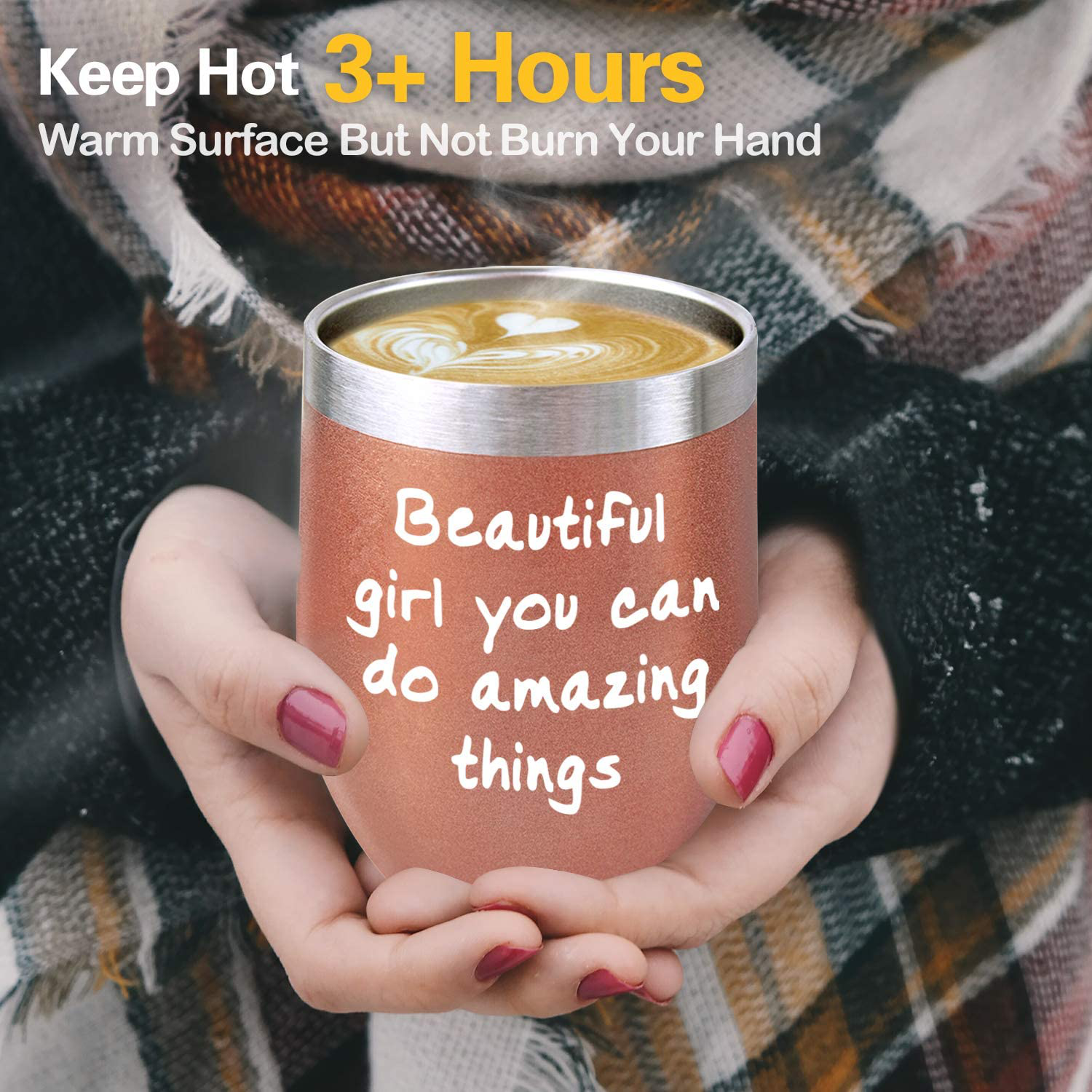 Inspirational Gifts, Inspirational Gift for Girl, Inspirational gift for Women, Beautiful Girl You Can Do Amazing Things Birthday Wine Gifts Ideas for Women Girl, 12oz Insulated Wine Tumbler with Lid Arts & Entertainment > Party & Celebration > Gift Giving ShangTianFeng   