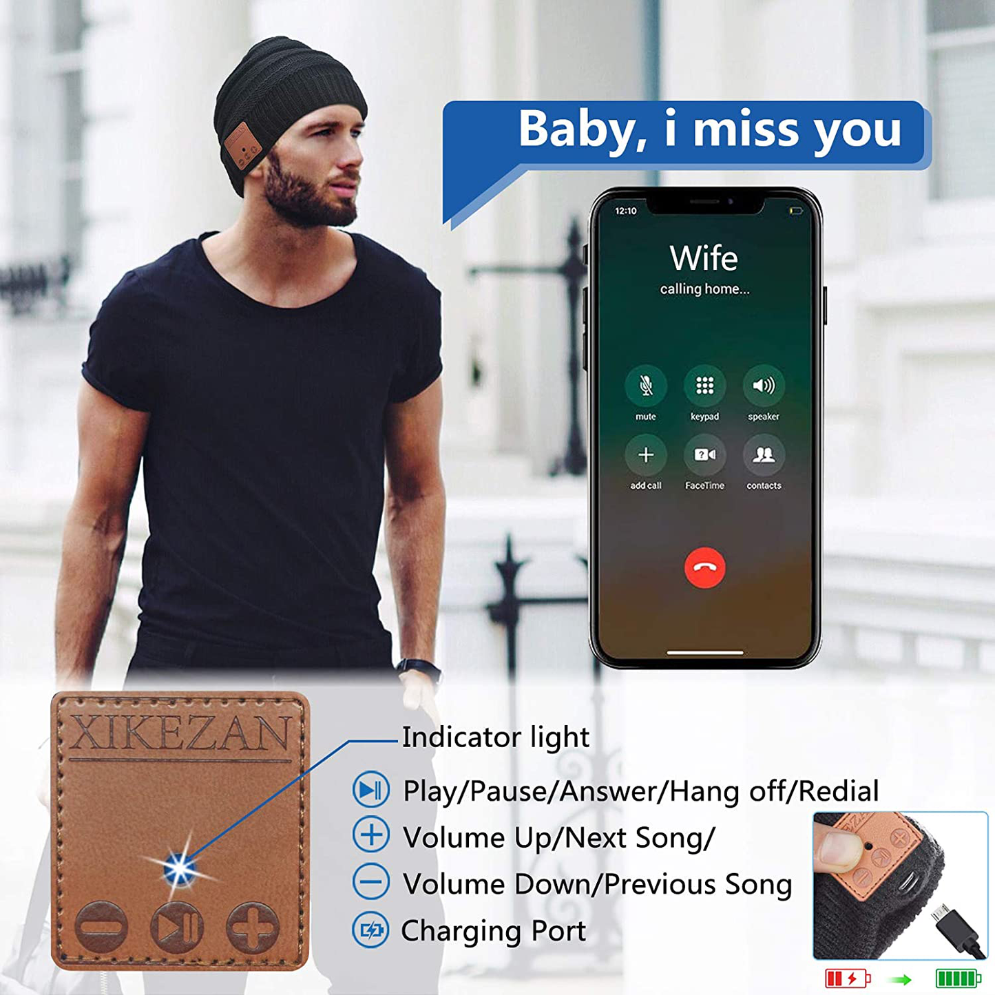 Bluetooth Beanie Novelty Headwear Christmas Stocking Stuffer Gifts for Men Women Arts & Entertainment > Party & Celebration > Gift Giving XIKEZAN   