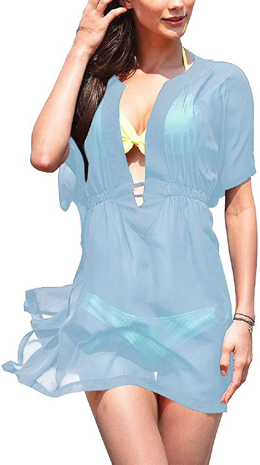 Wander Agio Beach Bikini Covers Sexy Perspective V-Neck Dresses Cover Up Apparel & Accessories > Clothing > Swimwear Kylie Max   