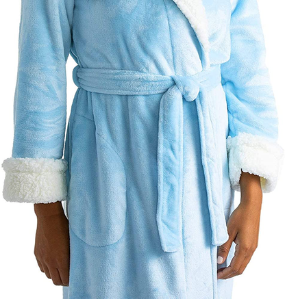 Softies Women'S Plush Sherpa Robe with Contrast Trim Apparel & Accessories > Clothing > Sleepwear & Loungewear > Robes Kylie Max   
