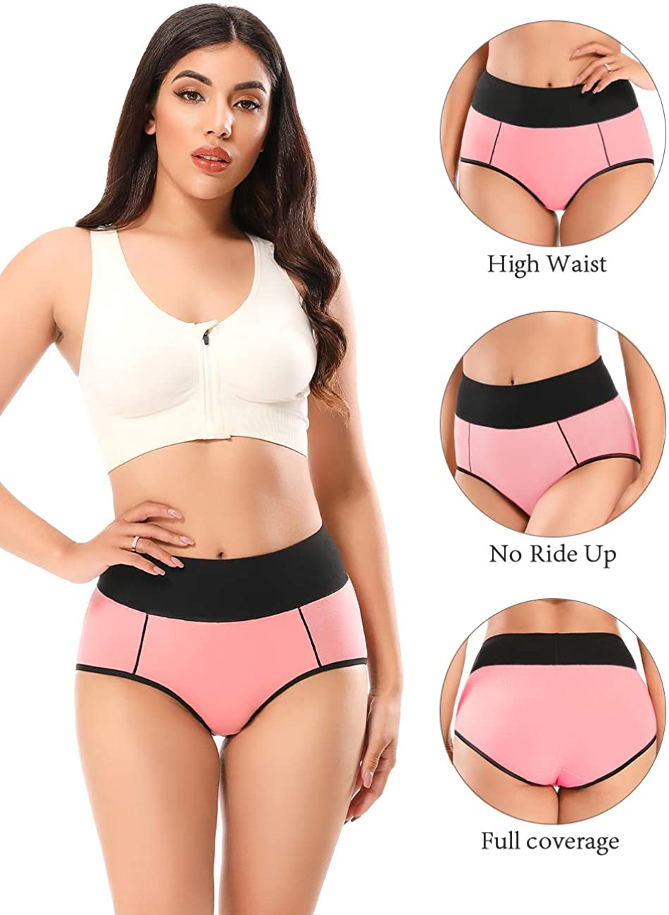 POKARLA Women'S High Waisted Cotton Underwear Soft Breathable Panties Stretch Briefs Regular & plus Size 5-Pack Apparel & Accessories > Clothing > Underwear & Socks > Underwear POKARLA   