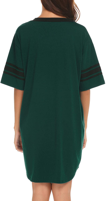 Ekouaer Women'S Nightgown, Cotton Novelty Sleepshirts V Neck Short Sleeve Sleep Shirt Loose Comfy Pajama Sleepwear S-XXL Apparel & Accessories > Clothing > Sleepwear & Loungewear > Nightgowns Kylie Max   