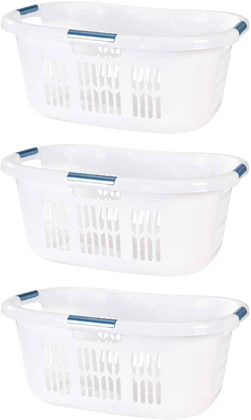 Rubbermaid 2.1-Bushel Small Hip-Hugger Portable Plastic Laundry Basket with Grab-Through Handles, White (3-Pack) Apparel & Accessories > Clothing > Underwear & Socks > Underwear Rubbermaid   