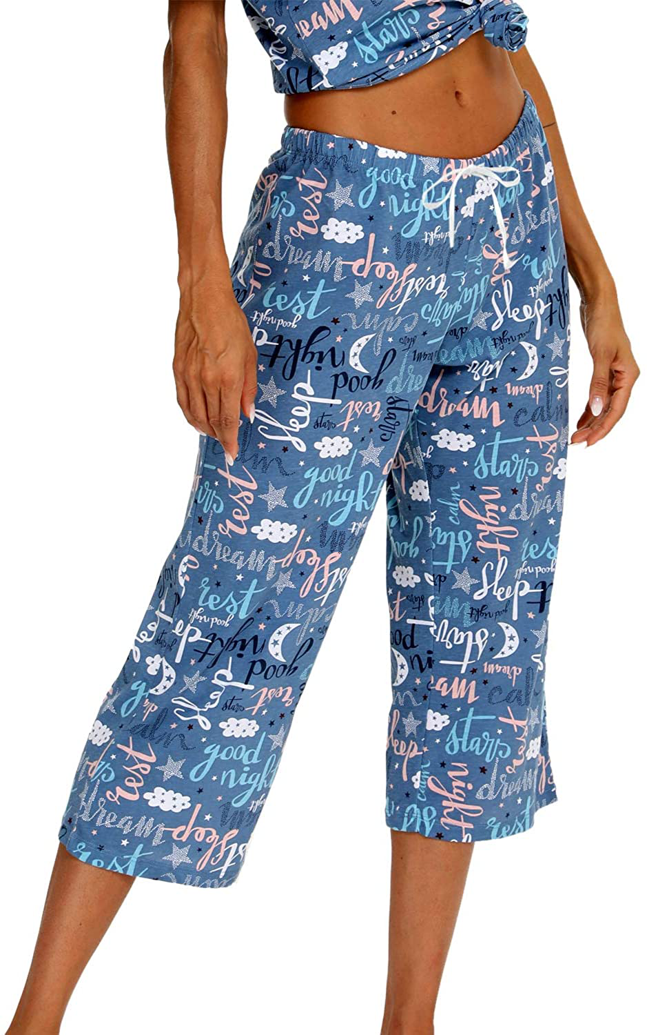 ENJOYNIGHT Women'S Capri Pajama Pants Lounge Causal Bottoms Print Sleep Pants Apparel & Accessories > Clothing > Sleepwear & Loungewear > Pajamas Kylie Max   