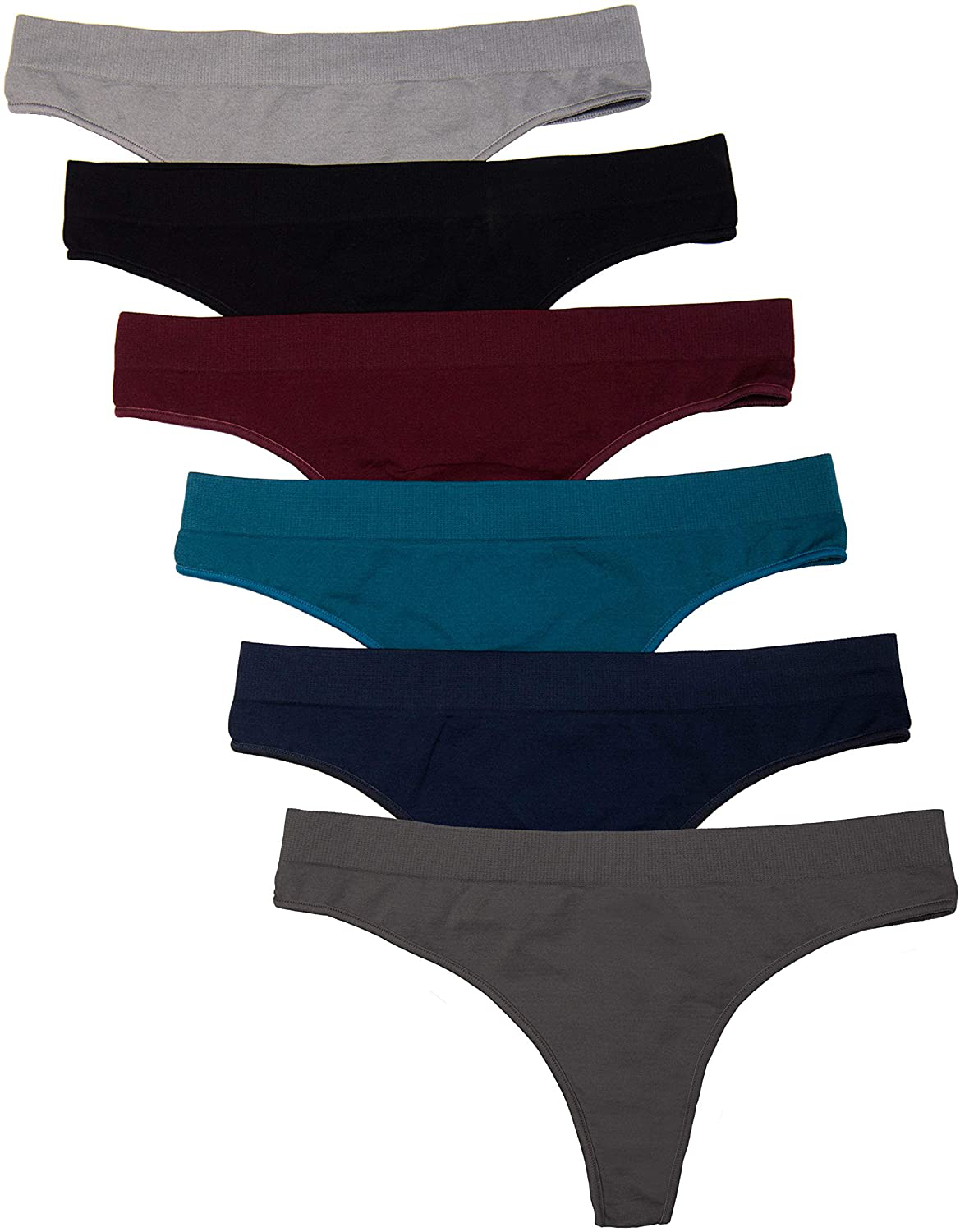 Kalon 6 Pack Women's Nylon Spandex Thong Underwear Apparel & Accessories > Clothing > Underwear & Socks > Underwear Kalon Winter X-Large 
