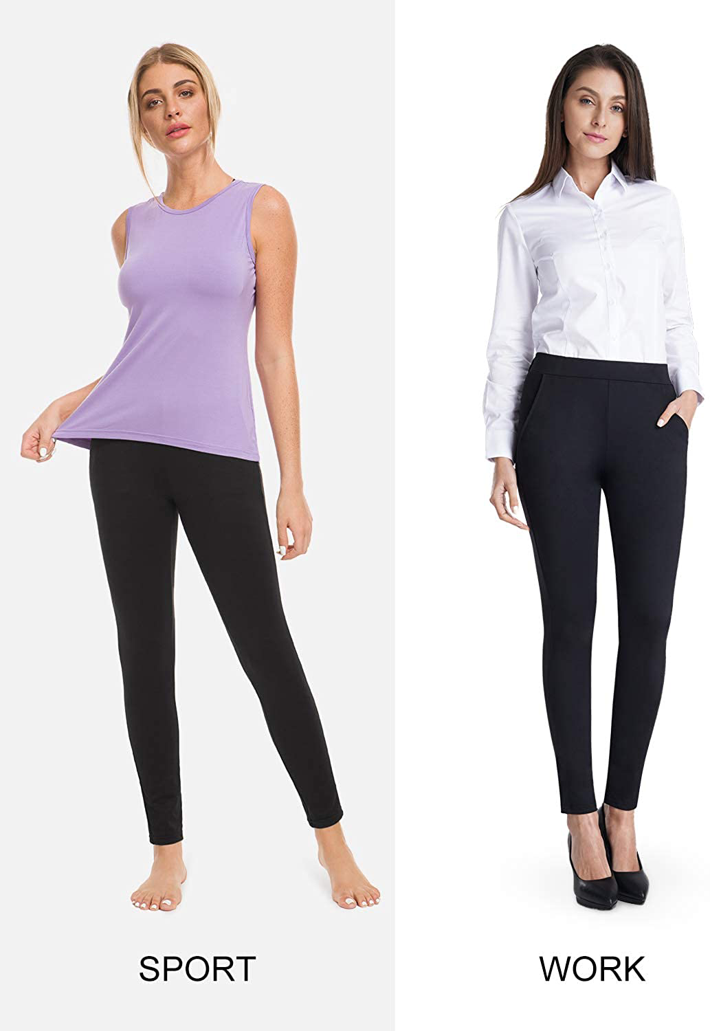 Bamans Women's Skinny Leg Work Pull on Slim Stretch Yoga Dress Pants w/Tummy Control Apparel & Accessories > Clothing > Activewear Bamans   