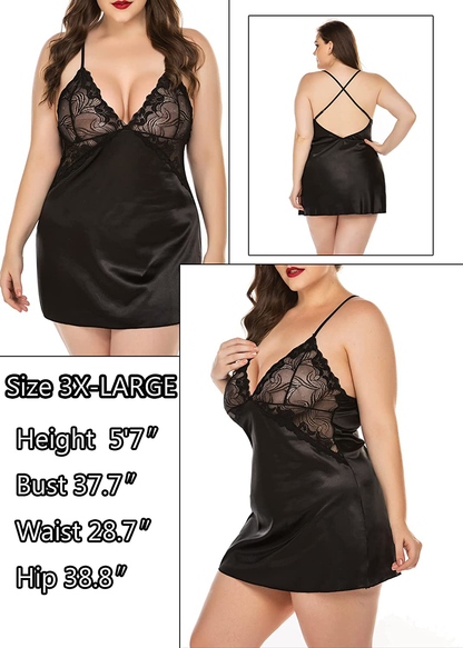 Avidlove Women Lingerie V Neck Nightwear Satin Sleepwear Lace Chemise Mini Teddy Apparel & Accessories > Clothing > Underwear & Socks > Lingerie Kylie Max   