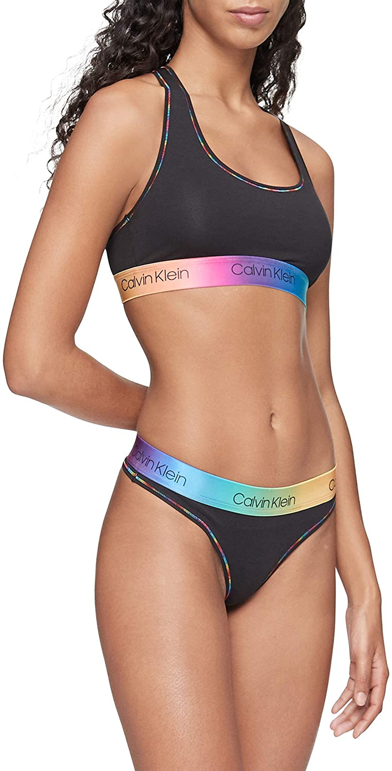 Calvin Klein Women'S Modern Cotton Bralette Apparel & Accessories > Clothing > Underwear & Socks > Lingerie Calvin Klein Black Gradient Rainbow X-Large 