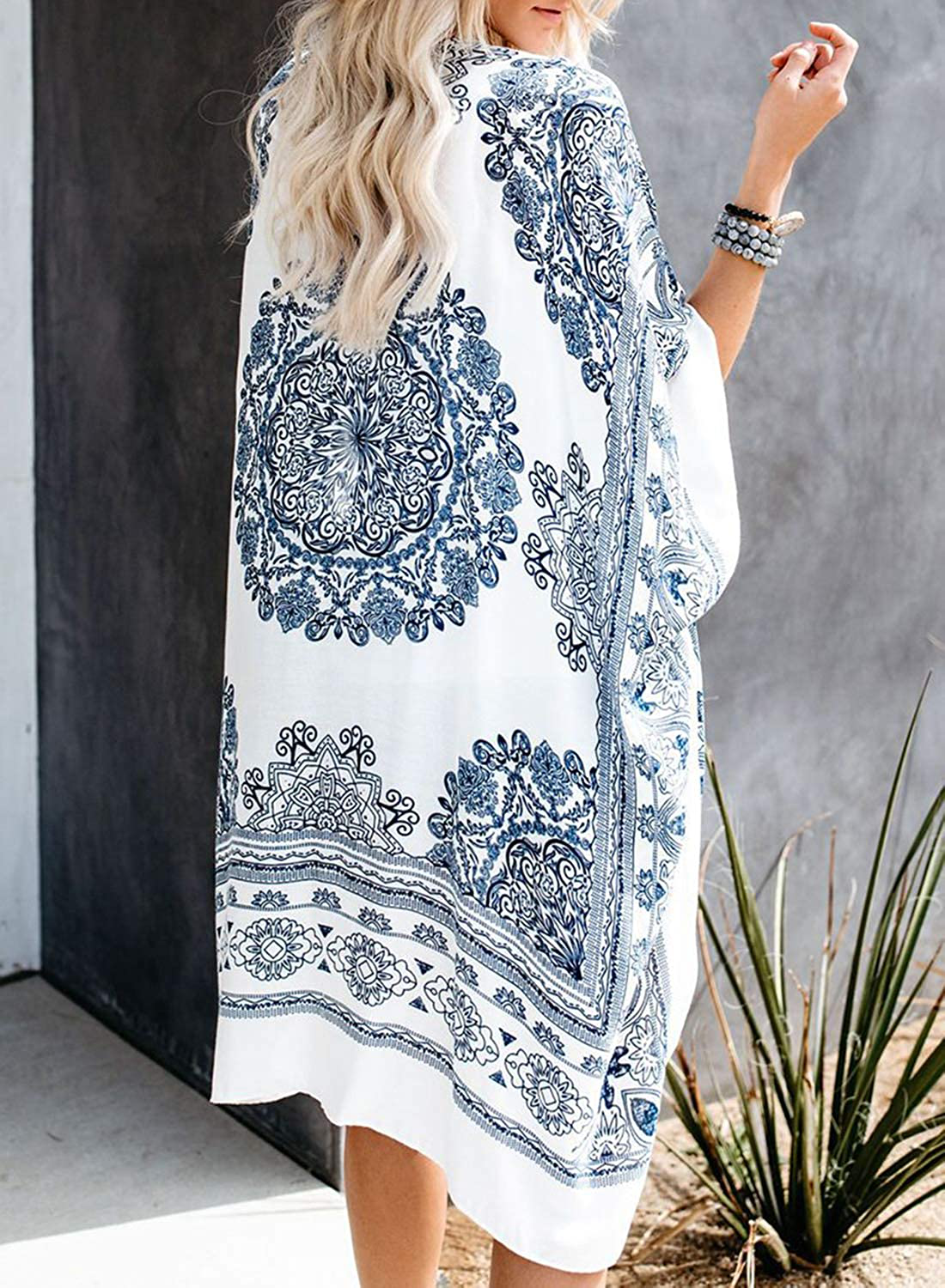 Dokotoo Womens 2022 Fashion Print Kimono Tassel Casual Cardigan Loose Cover Up Apparel & Accessories > Clothing > Swimwear Kylie Max   