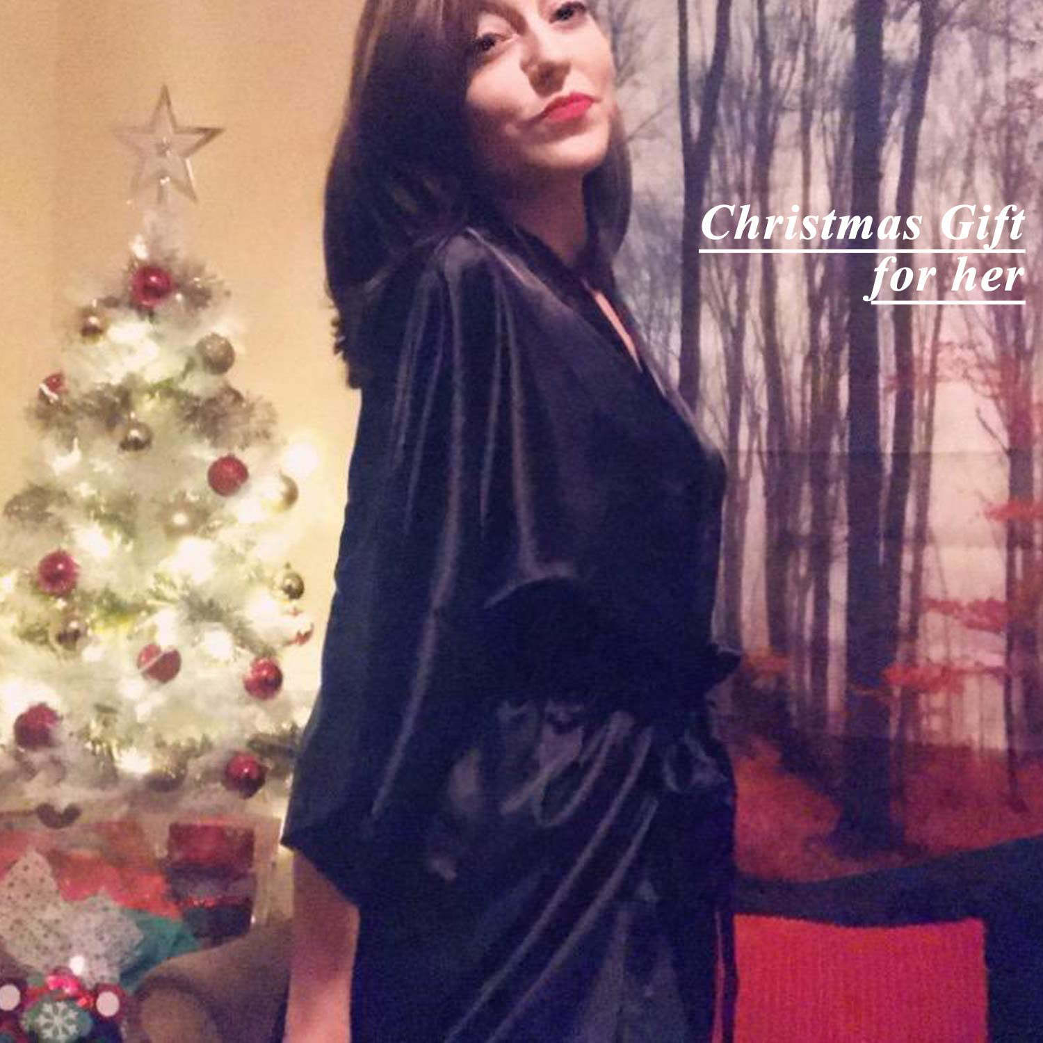 Avidlove Women Satin Kimono Robes Silk Short Bridesmaid Robe Lingerie Dressing Gown S-XXL Apparel & Accessories > Clothing > Sleepwear & Loungewear > Robes Avidlove   