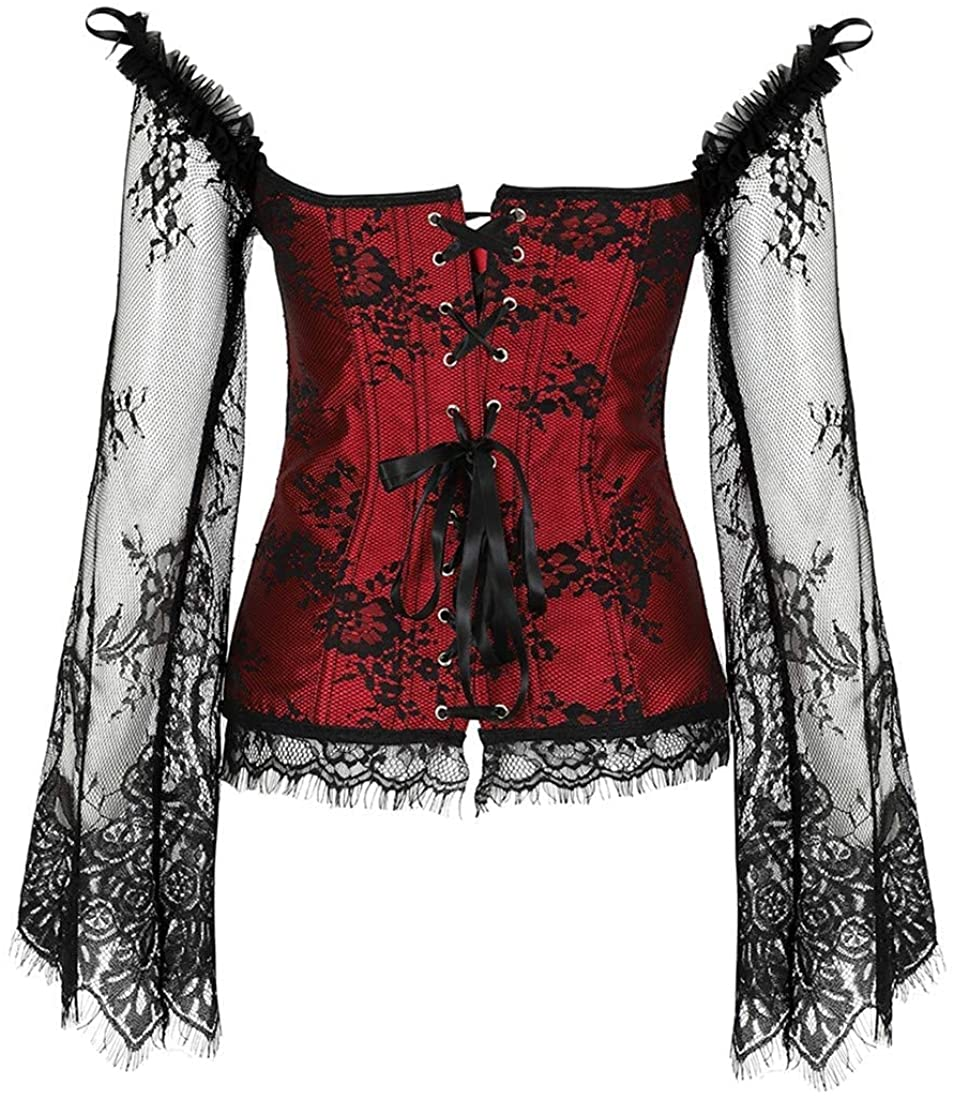 Corset Tops for Women Corset - Overbust Lingerie - Lace up Back Bustier Top - Fashion Corsets with Sleeve Apparel & Accessories > Clothing > Underwear & Socks > Lingerie SZIVYSHI   