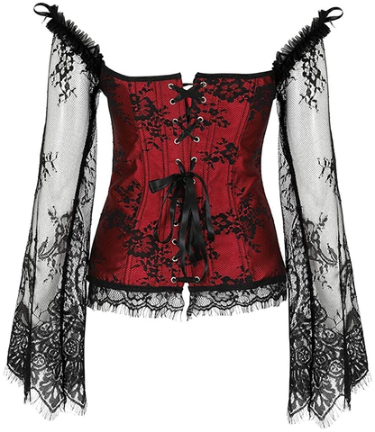 Corset Tops for Women Corset - Overbust Lingerie - Lace up Back Bustier Top - Fashion Corsets with Sleeve Apparel & Accessories > Clothing > Underwear & Socks > Lingerie SZIVYSHI   