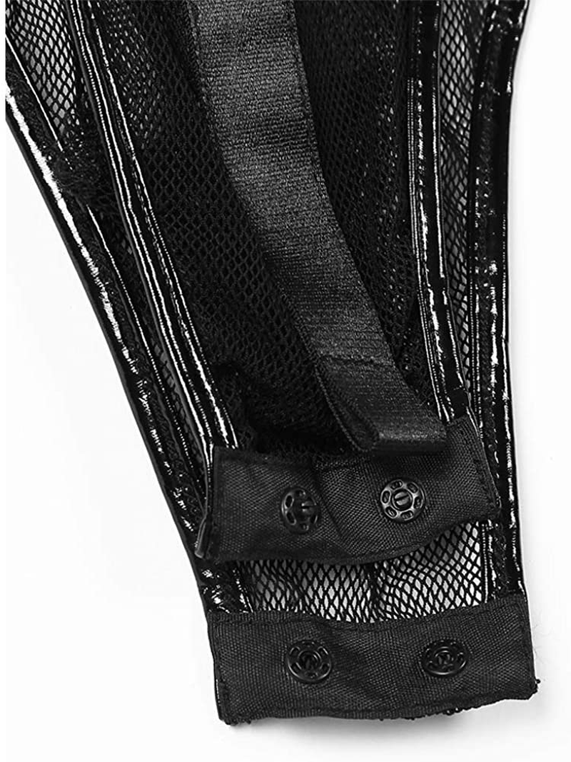 Crubelon Women’s Lingerie Leather Bodysuit Mesh Patchwork Halter Neck High Cut Leotard Bodysuit Clubwear … Apparel & Accessories > Clothing > Underwear & Socks > Lingerie Crubelon   