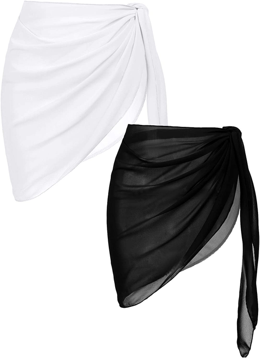 Ekouaer 2 Pieces Women Beach Sarongs Sheer Cover Ups Chiffon Bikini Wrap Skirt for Swimwear S-XXL Apparel & Accessories > Clothing > Swimwear Kylie Max   