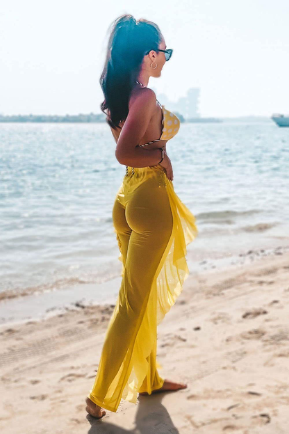COCOLEGGINGS Women'S Sheer Mesh Ruffle Pants Swimsuit Bikini Bottom Cover Ups Apparel & Accessories > Clothing > Swimwear Kylie Max   