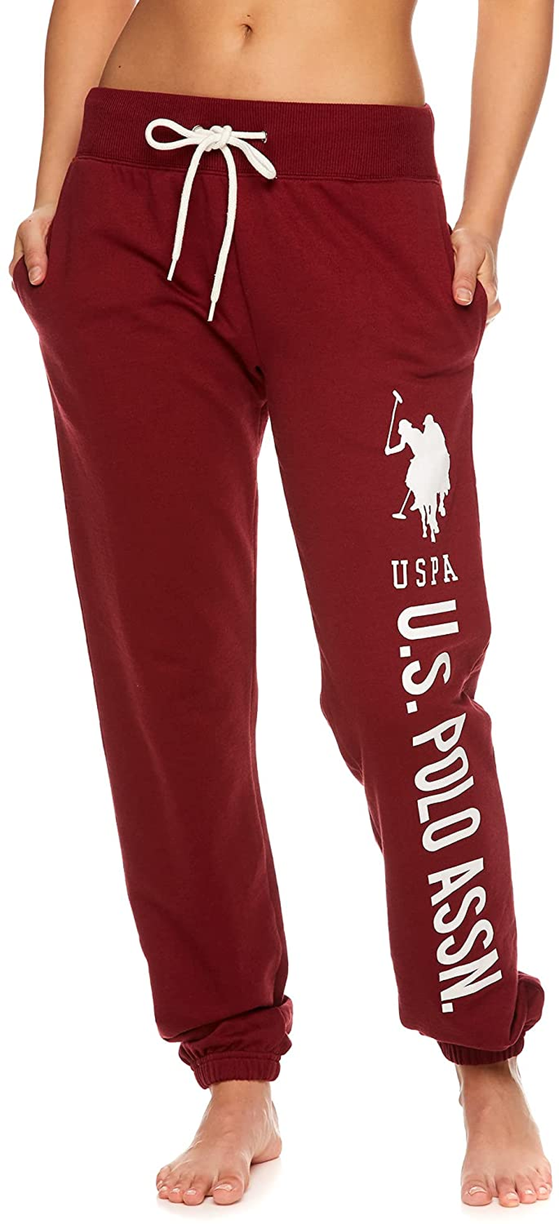 U.S. Polo Assn. Essentials Womens Sweatpants with Pockets - French Terry Jogger Sweats Apparel & Accessories > Clothing > Underwear & Socks > Underwear U.S. Polo Assn. Deep Red4 X-Large 