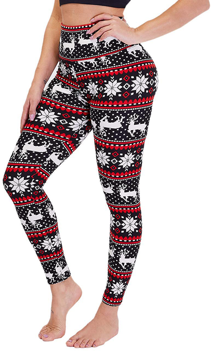 Gayhay High Waisted Leggings for Women - Soft Opaque Slim Tummy Control Printed Pants for Running Cycling Yoga Apparel & Accessories > Clothing > Activewear Gayhay Christmas Black Small-Medium 