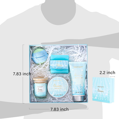 Spa Gifts for Women, Bath and Body Set with Ocean Scented Spa Gifts Box for Her,Includes Scented Candle, Body Butter, Hand Cream, Bath Bar and Bomb,5 Pcs Bath Set, Christmas Gifts Set for Women Arts & Entertainment > Party & Celebration > Gift Giving BODY & EARTH   