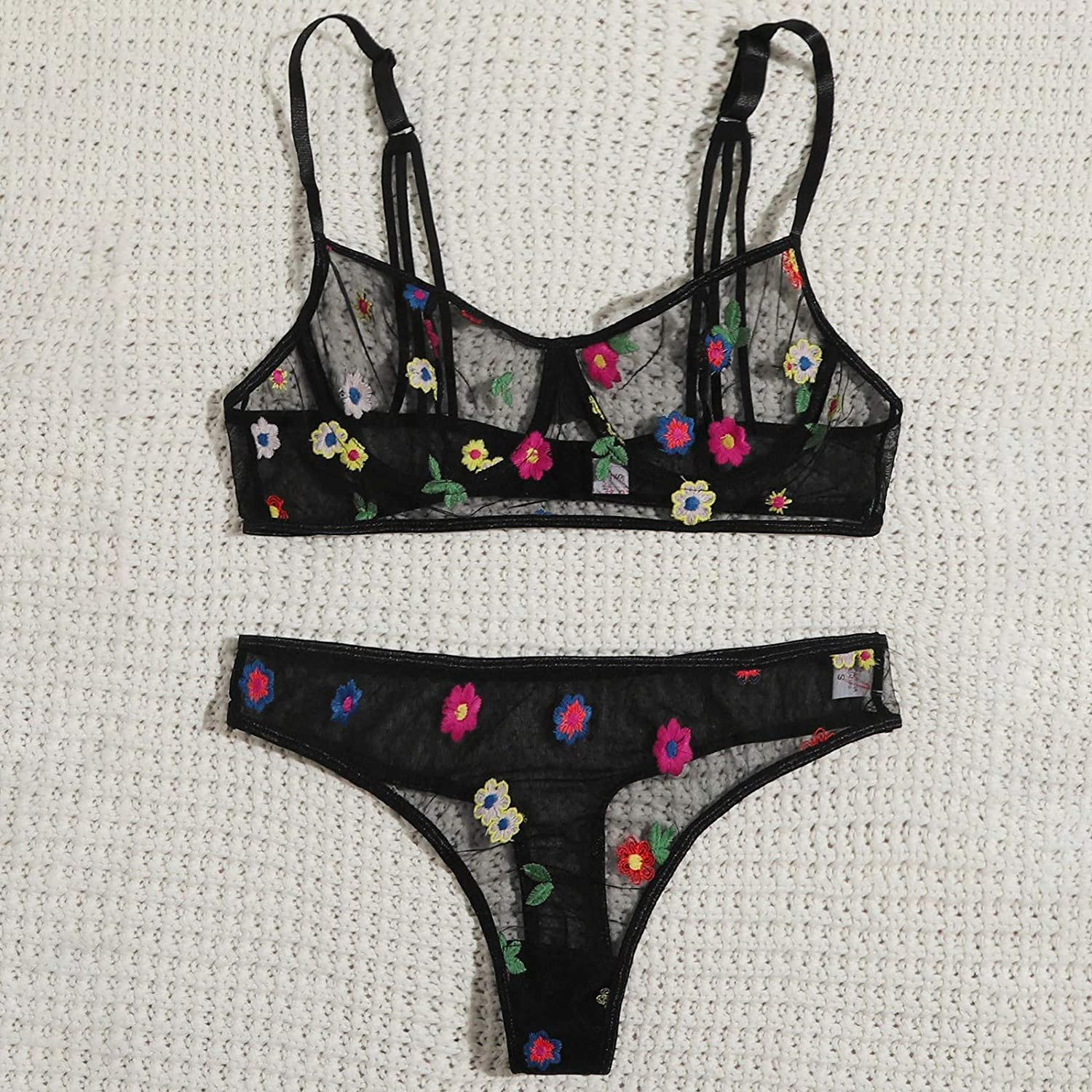 Women Perspective Strappy Bralette Sexy Sling Lingerie Teddy Corset Babydolls Chemise,Sleepwear Lace Bras&Thong Pajamas Set Apparel & Accessories > Clothing > Underwear & Socks > Shapewear aneralied   