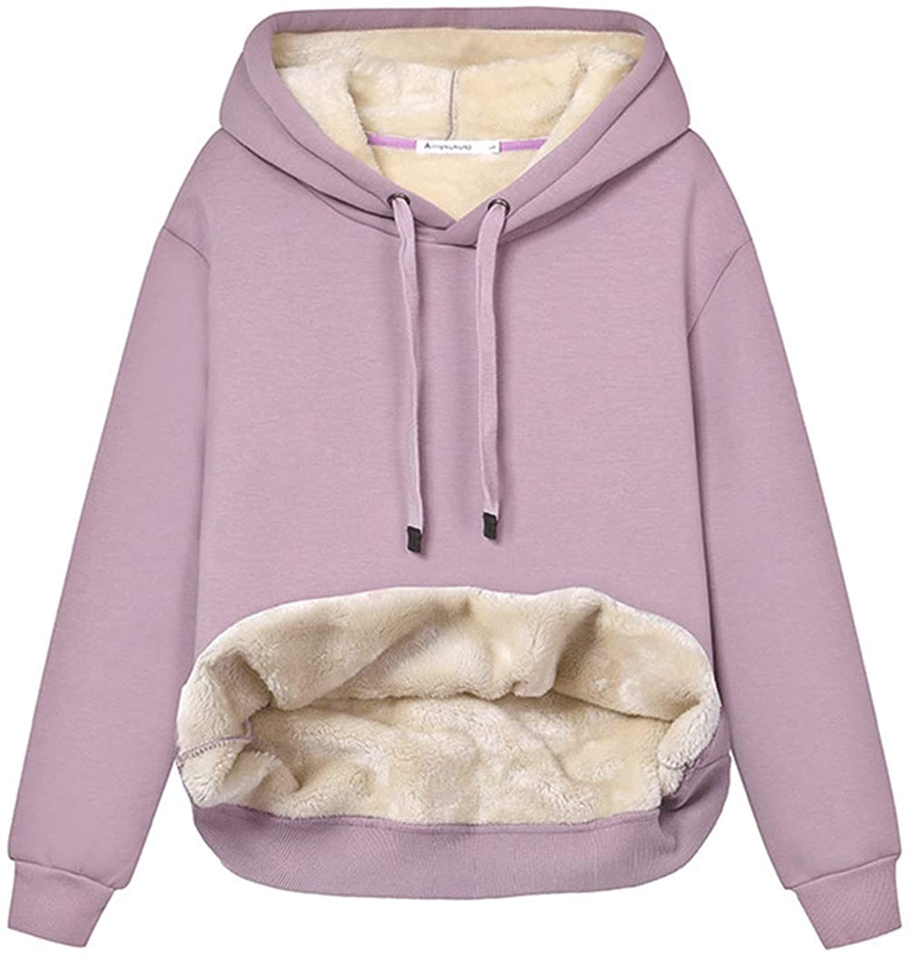 Haellun Womens Casual Winter Warm Fleece Sherpa Lined Pullover Hooded Sweatshirt Apparel & Accessories > Clothing > Activewear Kylie Max   